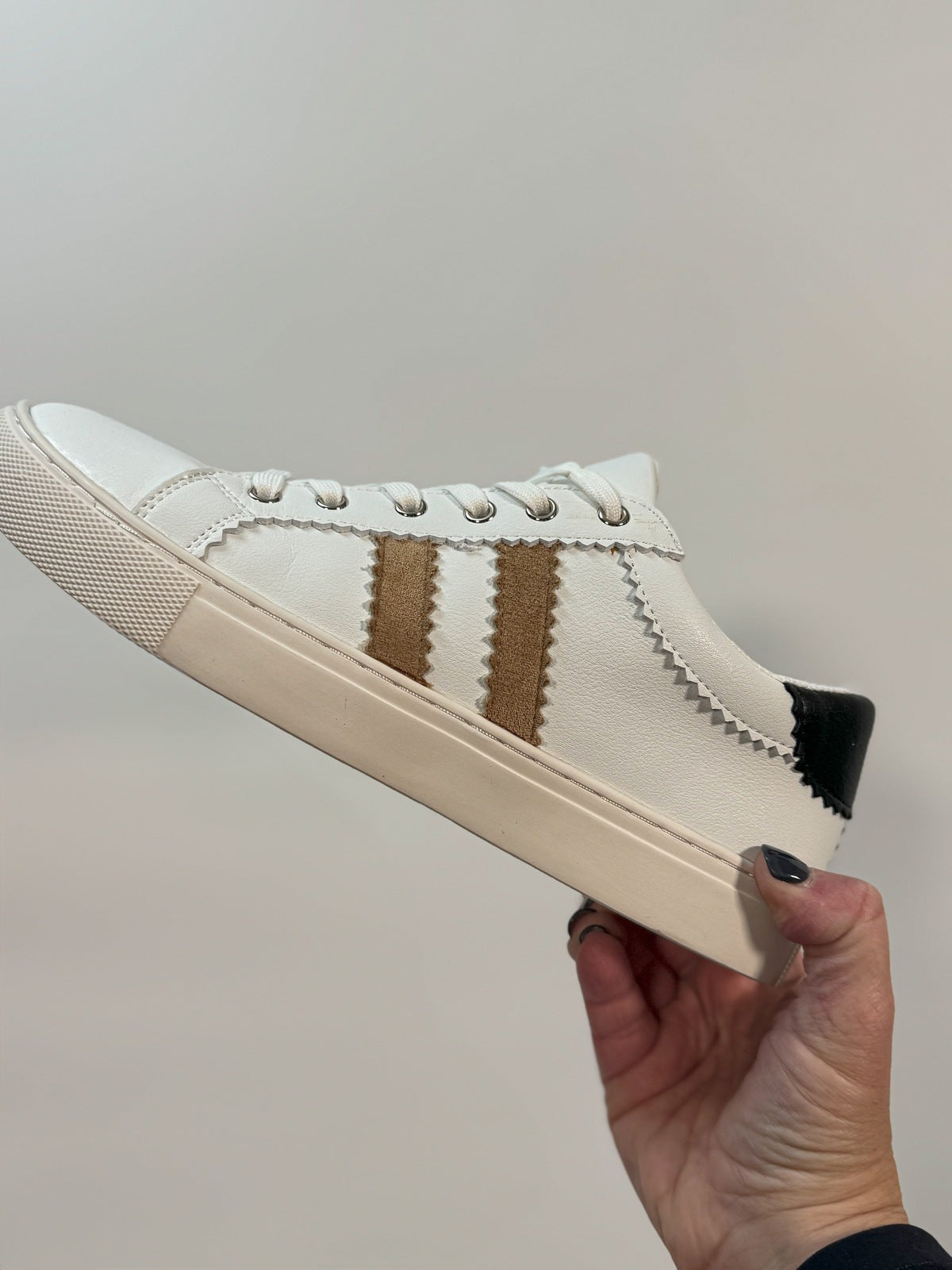 Corkys Perfect Neutral Sneakers in White, Tan, and Black