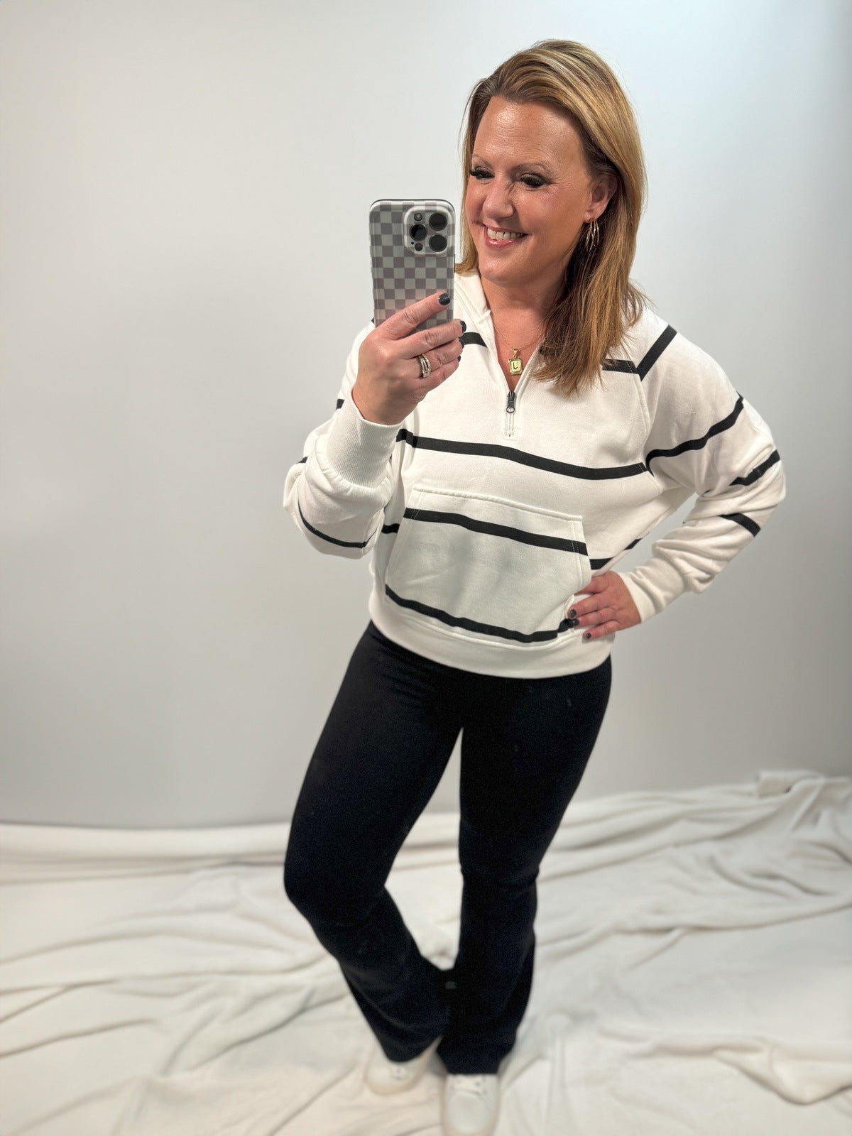 Cozy Quarter Zip Striped Pullover