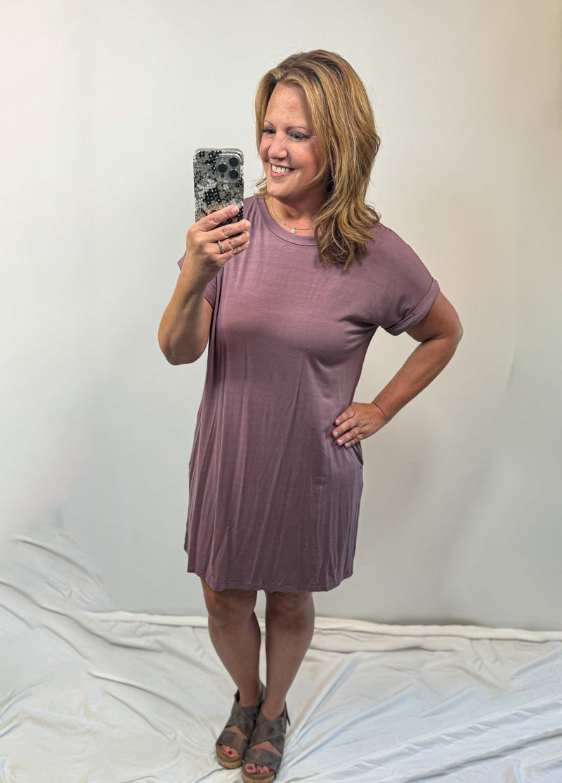 Julie’s Favorite T-Shirt Dress in Black or Mulberry