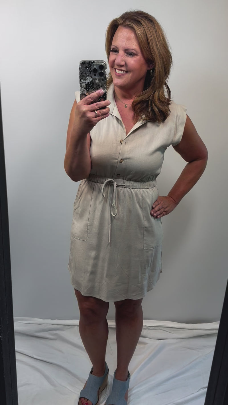 Maeve Button Down Dress in Natural